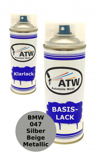 Autolack für BMW 047 Silber Beige Metallic +400ml Klarlack Set